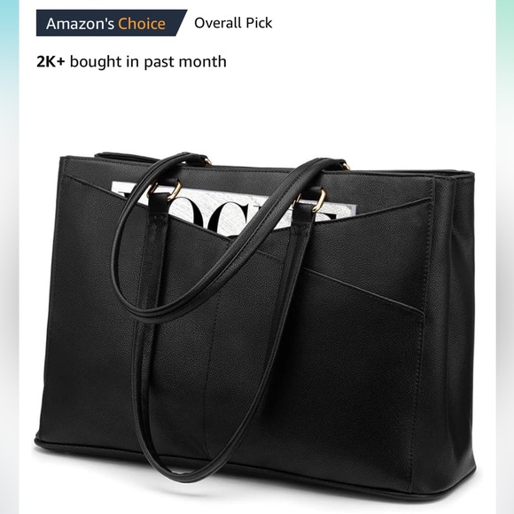 LOVEVOOK Laptop Tote Bag for Women 15.6 Inch Waterproof Leather Computer Bags - Picture 2 of 9